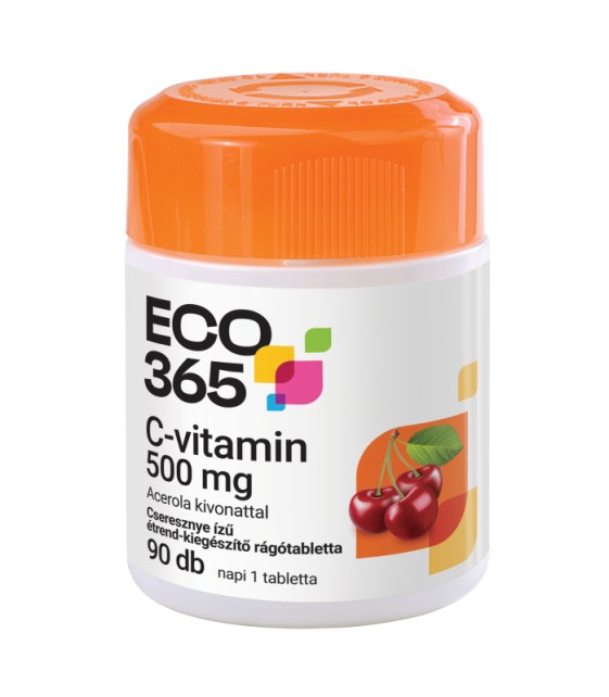 ECO365 C-vitamin 500 mg Acerola kivonattal cseresznye ízű étr.kieg.rágótabletta
